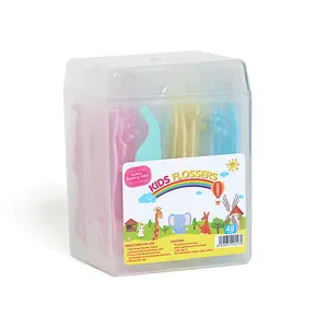 Schurende Unwaxed Unflavoured Kids Houtskool Bleken Dental Floss Pick Plastic Tandenstoker Enkele Gewikkeld