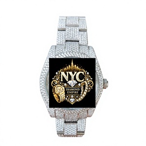 Montre de luxe vintage pour homme en or jaune de haute qualité avec bracelet en moissanite et fermoir pliant - Product Image 1