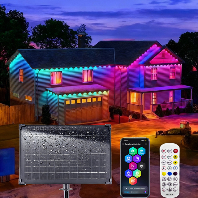 Solar Board Self Powered Led Holiday Lights Wi-Fi/App Control Smart Rgb Permanent Led Christmas Pixel Lights Outdoor Decoration