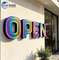 Enseigne LED RGB en acier inoxydable résistante aux intempéries, lettres lumineuses RGB pleine couleur, enseigne lumineuse, logo, signalétique extérieure