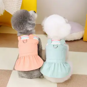 Kore tarzı Ins Pet giysi yeni bahar ve yaz köpek giyim toptan kare yaka tavşan elbise küçük köpekler için