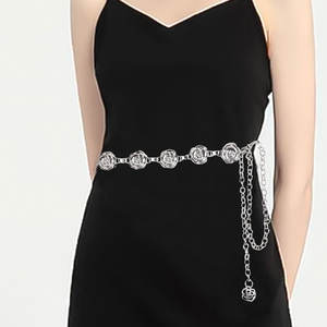 Chaîne de taille en alliage métallique avec plaque <span class=keywords><strong>creuse</strong></span> en forme de fleur Ceinture douce à la mode de style punk transfrontalier - Product Image 2