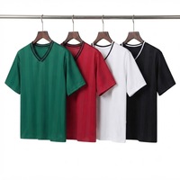 Maillot de football unisexe à manches courtes, col en V, coupe classique, rayé vintage, imprimé avec logo personnalisé, respirant, t-shirts pour hommes