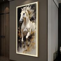 Peinture originale Lu Hua Art Horse-arrives-success, style minimaliste moderne, cheval au galop, encadrement en alliage d'aluminium, peinture résistante à l'humidité