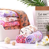 Tapis de lit d'hiver chaud imprimé de patte de luxe épaisseur doux corail polaire flanelle tapis de lit pour chiot chien chat