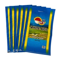 Sac d'emballage en plastique alimentaire personnalisé de 5 kg, 10 kg, 20 kg, 50 kg pour riz, avec soufflet latéral et poignée