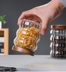 Vorratsglas mit Deckel aus Akazienholz, luftdichtes Glas für fünf Getreidesorten und verschiedene Körner, Kaffeebohnen-Aufbewahrungsflasche - Product Image 3