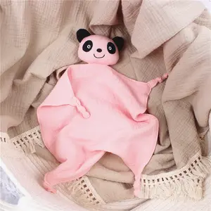 Успокаивающее одеяло для прорезывания зубов, защитное одеяло в виде панды из органического хлопка, муслиновое одеяло для новорожденных