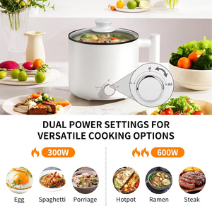 Mini Pentola Elettrica Multifunzione 1.8L 300W per 1-3 Persone, Ideale per Dormitori Universitari e Appartamenti, con Pentola Interna Antiaderente, per Hot Pot, Slow Cooker e Zuppe - Product Image 3