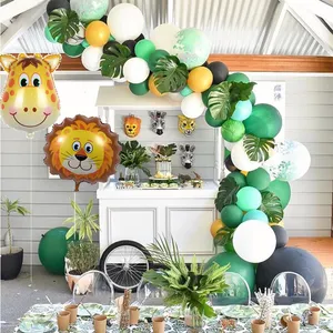 Safari Party liefert Tier Luftballons Bogen Dschungel Zoo Party Dekorationen Erwachsene 1. Geburtstag Happy Banner Baby Shower