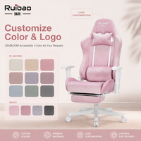 Chaise de jeu pivotante convertible en cuir PU velours rose avec repose-pieds, chaise d'ordinateur ergonomique inclinable pour les filles gamers