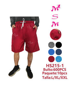 กางเกงขาสั้นผู้ชายสีแดงล้วน มีเชือกผูกเอว ทรงลำลอง ผ้าทอ - Product Image 3