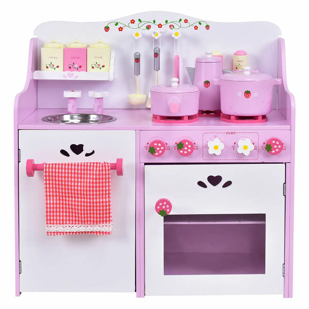 Set da gioco in legno per bambini Non tossico, ecologico, fingere di cucinare gioco set da cucina giocattolo da cucina con accessori per 3 + bambino