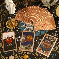 Jeu de cartes de tarot en PVC or rose Soleil et Lune avec dos décoratif et coffret cadeau pour la lecture et la collection de tarot, vente en gros