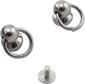 Clous à visser en argent à tête ronde avec anneau de traction, accessoire DIY pour le cuir, les vêtements, les sacs, les chapeaux et les ceintures - Product Image 2