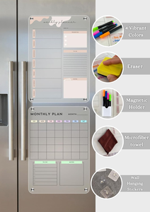 High Transparency <b>Acrylic</b> Magnetic Calendar Planner Set of 2 3mm Thick Back to School Writing <b>Board</b> for Fridge & Wall - Product Image 3
