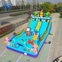 Delilai - Nouvelle structure gonflable pour anniversaire en forme de gâteau, avec toboggan aquatique et sec, en PVC de qualité commerciale, certifiée CE, pour la location