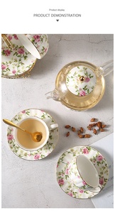 Juego de Tazas y Platos de Cerámica de Estilo Rural Moderno, Taza de Té y Café con Borde Dorado para Fiestas en Casa, para Beber Agua - Product Image 6