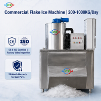 Machine à glace en flocons sur mesure 1 tonne, compacte, refroidie par eau, haute efficacité pour les marchés de poissons, les présentoirs de fruits de mer et les entrepôts frigorifiques