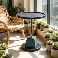 Table basse en marbre vert foncé sophistiquée haut de gamme YH-56, style nordique moderne minimaliste pour salon