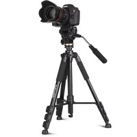 Offre Spéciale Q111S Trépied Photo Professionnel Portable en Aluminium avec Niveau à Bulle et Tête Panoramique à Verrouillage par Bouton pour Appareils Photo Numériques SLR/DSLR