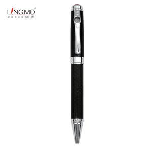 Metal Ballpoint Pen Shanghai Lingmo Classic Black Carbon Luxury Ball Pen With Custom OEM Logo Metal Ballpoint Pen