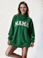 Sweat-shirt à col montant pour femme, longueur allongée, avec logo brodé personnalisé, vente en gros, pull pour femme