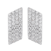 Boucles d'oreilles clous pour femme en argent sterling 925 plaqué rhodium, serties de zircone cubique géométrique carrée, luxe mariage