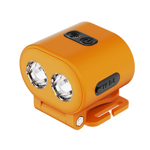 Mini Rechargeable LED Headlamp With <b>Dimmer</b> For Fishing Camping Outdoor Use Orange Color Plastic Body USB Charging - Product Image 1