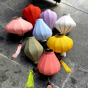 Hoi Silk Lantern Bamboo Support Colorful Vietnamese Wall Hanging Graduation Easter Lunar New Year Offset High Quality Decoration - Product Image 1