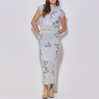 2024 noël week-end mode porter manches courtes sol jupe laine paillettes brillant pull ensemble pour les femmes