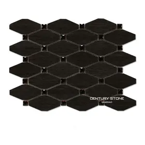 Mediterranean Gray and Brown Glass Octagon marble Mosaic Kitchen Backsplash Tile