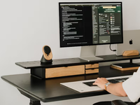 Support d'écran en bois moderne avec tiroirs de rangement dissimulés, organisateur de bureau pour la maison et le bureau