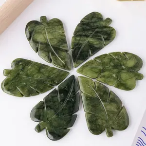 Wholesale DIY Natural Crystal Hsiuyen Jade Leaf Carving Pieces Crystal Raw Stone Polished Home Office Decorative Crafts