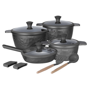 Donnor Hammer Texture <b>Cookware</b> <b>Set</b> 12 Piece Non Stick <b>Induction</b> Compatible Oven Safe Cooking Pots With Lids And Utensils - Product Image 1
