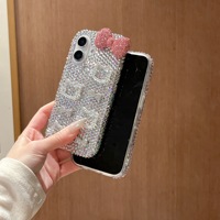 3D Bow KT cat pour Apple 15 14 13 Pro Max Shell Crystal étui de téléphone portable en gros IPhones 16 Plus Téléphone Full Diamond Cover