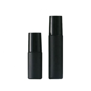 Envase de Perfume Vacío para Aceites Esenciales Cosméticos, Botella de Vidrio de 10 ml, Botella Roll-on Negra Esmerilada - Product Image 1
