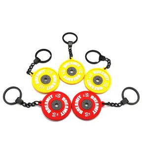 Gym Key Ring Sport Fitness 3D Mini Barbell Kettlebell Shape Good Simulation Keychain For Gym Custom Promotional Keyring Chains