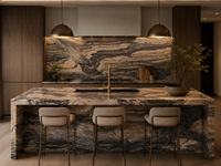 Dalle de quartzite violet fusionné polie avec veines violettes pour comptoirs, revêtements muraux, dessus de lavabo et projets de villas