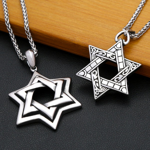 Yunnique – collier avec pendentif étoile pour hommes, design hexagramme en argent tibétain, chaîne de pull à la mode, bijoux cadeau - Product Image 2