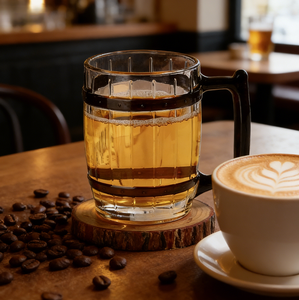 Chope à bière en verre cristal sans plomb de style <span class=keywords><strong>pirate</strong></span> en forme de tonneau en bois peint à la main SNW ONE PIECE, verre à boisson au lait - Product Image 1