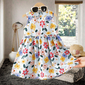 Nueva Colección de Verano, Vestido de Tirantes Finos con Cuello Redondo, Estampado Floral, Transpirable, Hasta la Rodilla, para Niñas, Estilo Princesa, Silueta en A - Product Image 3