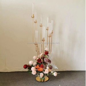 Wedding Gold Metal Table Centerpiece Acrylic <strong>Candelabra</strong> for Decoration - Product Image 6