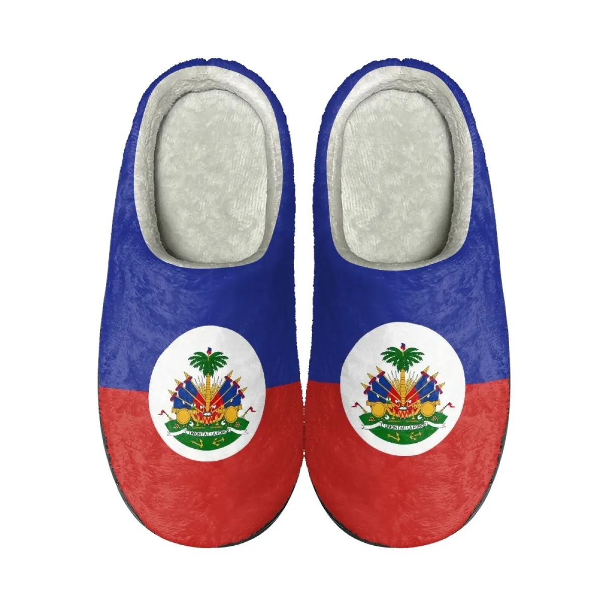 Ciabatte in cotone invernali con stampa bandiera Haiti da uomo per interni pantofole antiscivolo per coppia da donna scarpe stampate su richiesta