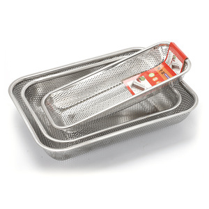 Stainless Steel Perforated Mesh Basket Square Fruit Vegetable Drain Basket Kitchen Washing Basin Durable Hand Wash Only - Product Image 4