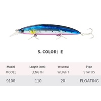 Leurre flottant 110mm/20g pour pêche en mer, leurre dur longue portée, vente en gros d'usine, leurre réaliste, nouvelle couleur, pour poissons d'eau salée
