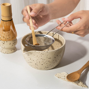 Juego de Tazas de Matcha de Cerámica Moteada de Lujo GL con Batidor de Bambú, Juego de Té Matcha Resistente al Calor, Decoración para el Hogar, Rituales Diarios de Té - Product Image 4