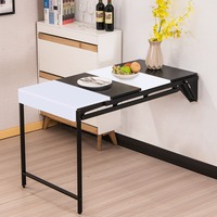 Table à manger pliante murale avec étagères de rangement, bureau flottant convertible 2-en-1, design moderne gain de place pour la maison