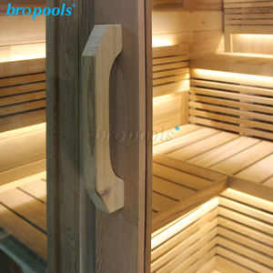 Salle de sauna en bois de pruche solide extérieure canadienne traditionnelle en cèdre rouge 6KW cabine à vapeur humide fonction de vapeur sèche conception de porche avant - Product Image 4