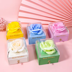 Boîte à bijoux EVERWIN Premium Rose Flower, couleur macaron, doublure en coton carrée, extérieur en plastique, emballage multifonctionnel pour bijoux - Product Image 5